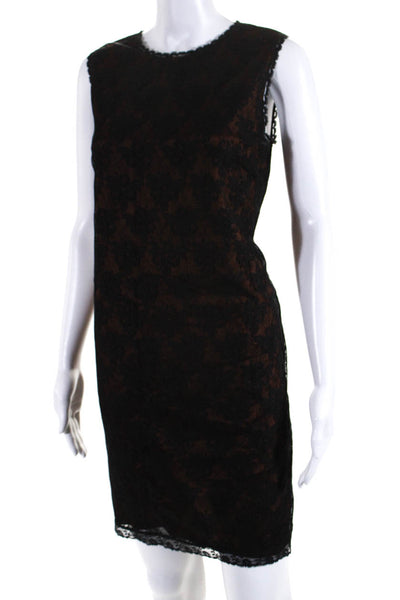 D&G Dolce & Gabbana Women's Round Neck Sleeveless Lace Midi Dress Black Size 44