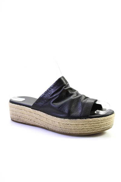 Vince Women's Open Toe Slip Espadrille Wedge Sandals Black Size 7.5