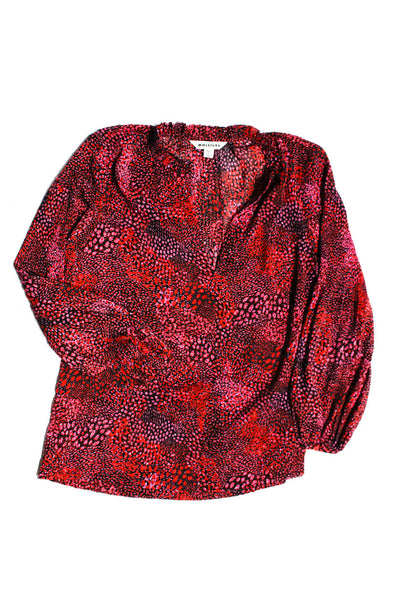 Whistles Point Sur Womens Red Printed Long Sleeve Blouse Top Size 4 S Lot 2