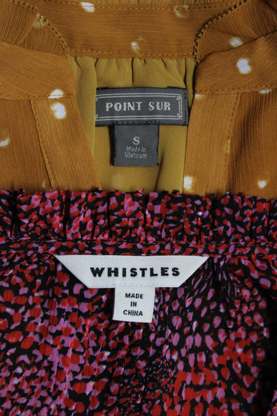 Whistles Point Sur Womens Red Printed Long Sleeve Blouse Top Size 4 S Lot 2