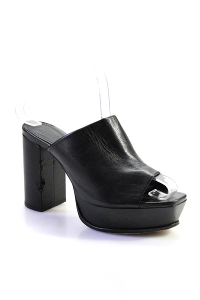 Schutz Womens Open Toe Strapped Slip-On Block Heels Mules Black Size 6