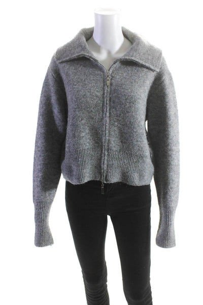 Robertson + Rodeo Womens Full Zip Collared Sweater Jacket Gray Size M/L