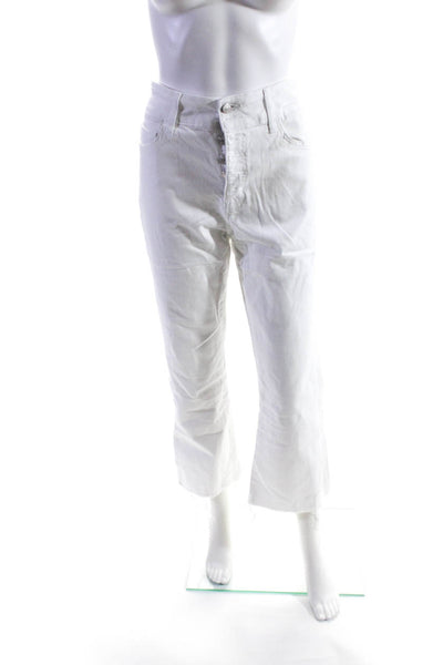 Vervet Womens Mid Rise Button Fly Ankle Slit Flare Jeans Pants White Size 30