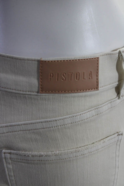 Pistola Womens Ankle Fray High Rise Crop Flare Jeans Pants Ivory Size 29