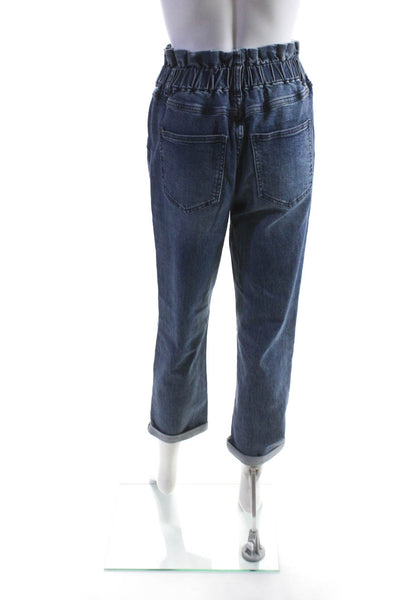 Vervet Womens Elastic Waist Frill High Rise Straight Leg Jeans Blue Size 27