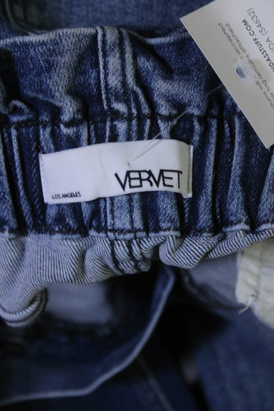 Vervet Womens Elastic Waist Frill High Rise Straight Leg Jeans Blue Size 27
