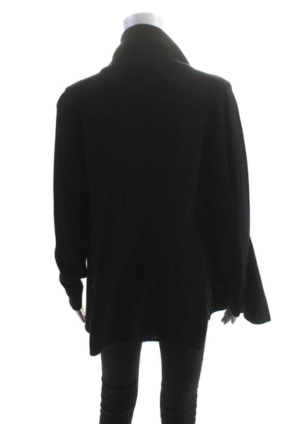 Doriani Womens Cashmere Tight-Knit Split Hem Open Sweater Cardigan Black Size 42