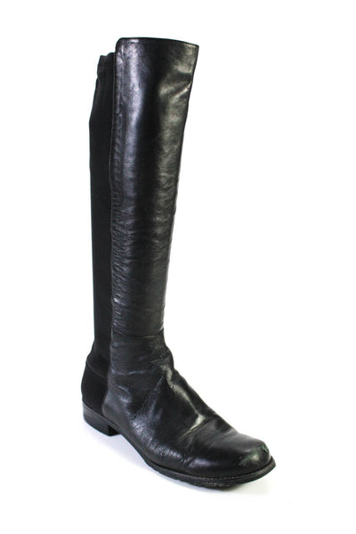 Stuart Weitzman Women's Leather Combo Knee High Boots Black Size 7.5