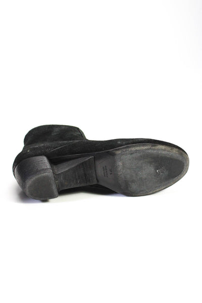 Marcell Women's Suede Almond Toe Block Heel Ankle Booties Black Size 7.5
