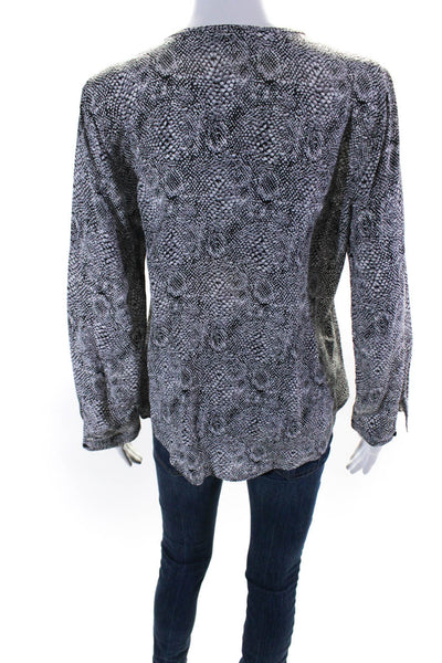 Joie Women's V-Neck Long Sleeves Silk Snake Print Blouse Size S