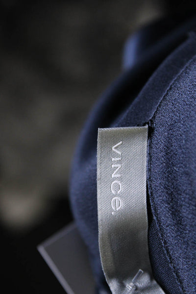 Vince Women's V-Neck Long Sleeves Silk Blouse Navy Blue Size XS