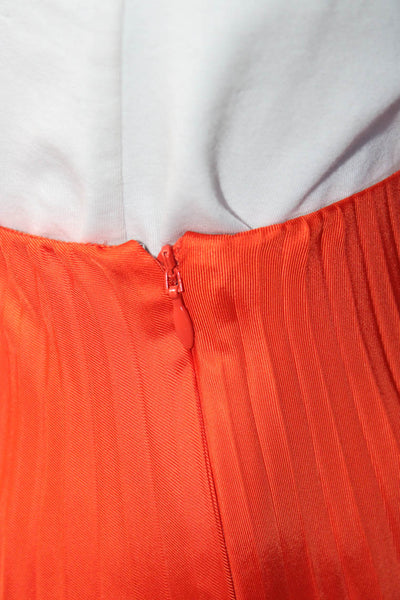 Theory Womens Satin Pleated Mid Rise A-Line Knee Length Skirt Orange Size 00