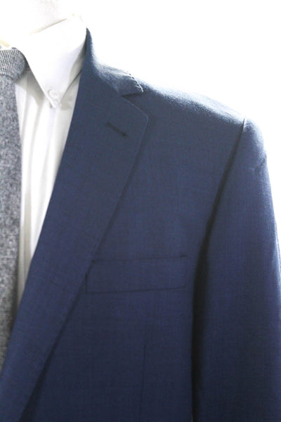 Neiman Marcus Mens Wool Darted Buttoned Long Sleeve Blazer Blue Size EUR42R
