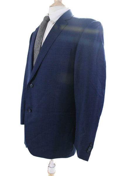 Neiman Marcus Mens Wool Darted Buttoned Long Sleeve Blazer Blue Size EUR42R