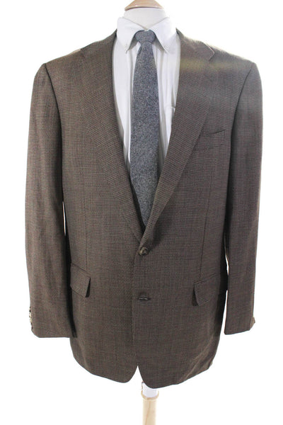 Ermenegildo Zegna Mens Wool Textured Button Long Sleeve Blazer Brown Size EUR56