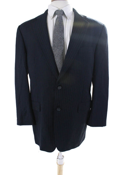 Boyds Philadelphia Mens Wool Striped Print Button Blazer Jacket Blue Size EUR42