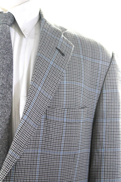 Burberry London Mens Houndstooth Buttoned Collared Blazer White Size EUR42