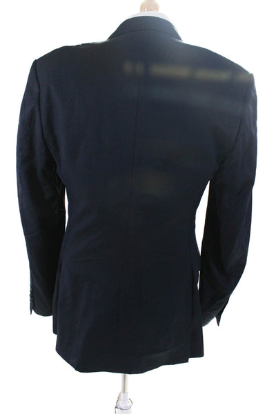 Ermenegildo Zegna Mens Wool Darted Collared Long Sleeve Blazer Blue Size EUR40