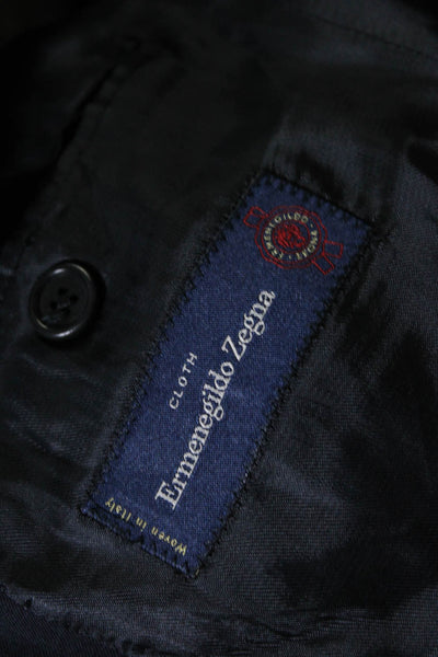 Ermenegildo Zegna Mens Wool Darted Collared Long Sleeve Blazer Blue Size EUR40