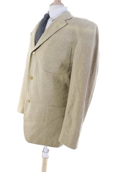 Ermenegildo Zegna Mens Wool Darted Button Collar Blazer Jacket Yellow Size EUR54