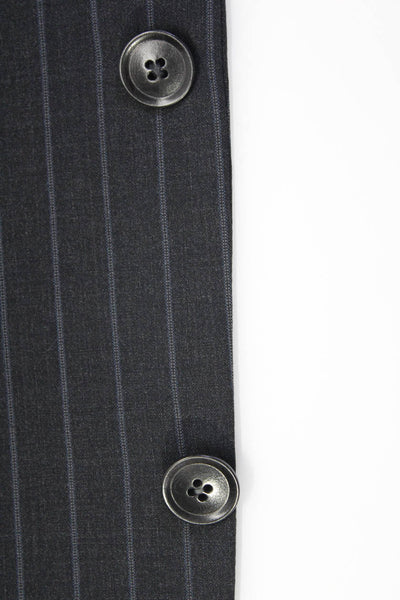 Armani Collezioni Mens Wool Striped Print Button Collar Blazer Black Size EUR46