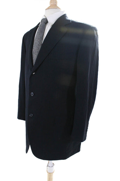 Brioni For Neiman Marcus Mens Wool Striped Button Collar Blazer Blue Size 44