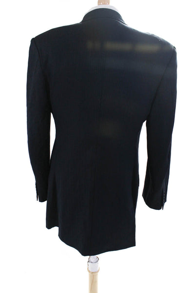 Brioni For Neiman Marcus Mens Wool Striped Button Collar Blazer Blue Size 44