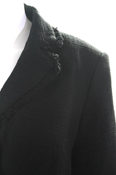 Karl Lagerfeld Womens Black Cotton Three Button Long Sleeve Blazer Size M