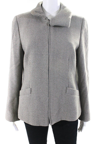 Armani Collezioni Womens Gray Textured Cowl Neck Long Sleeve Jacket Size M