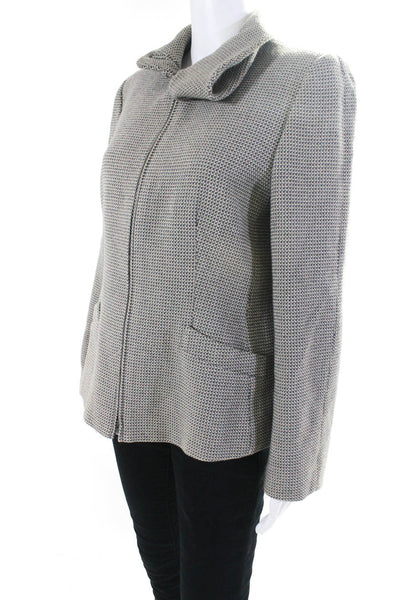 Armani Collezioni Womens Gray Textured Cowl Neck Long Sleeve Jacket Size M