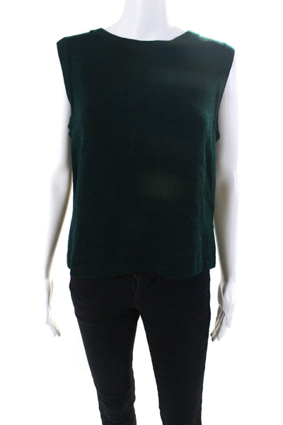 St. John By Marie Gray Womens Dark Green Wool Sleeveless Knit Blouse Top Size L