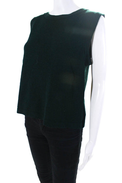 St. John By Marie Gray Womens Dark Green Wool Sleeveless Knit Blouse Top Size L