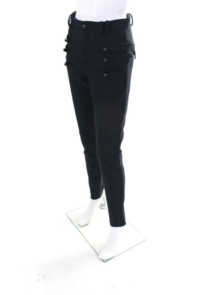 Isabel Marant Womens Dark Navy Blue Wool High Rise Skinny Leg Pants Size 38