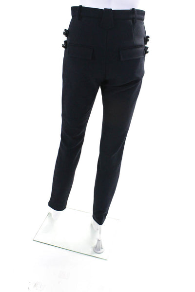 Isabel Marant Womens Dark Navy Blue Wool High Rise Skinny Leg Pants Size 38