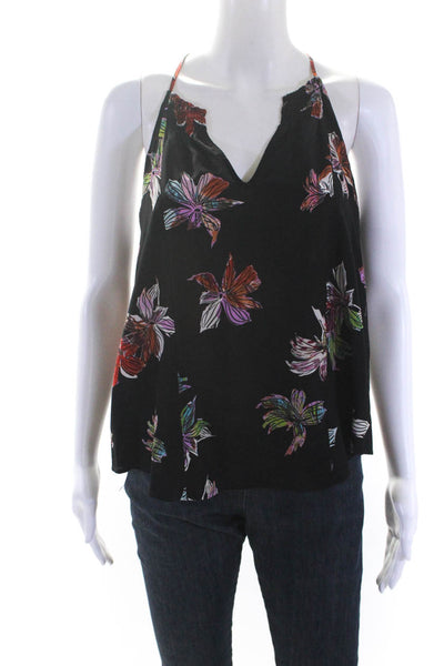 Maeve Anthropologie Womens Spaghetti Strap Floral Silk Floral Top Black Size 6