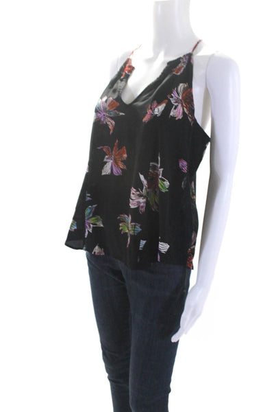 Maeve Anthropologie Womens Spaghetti Strap Floral Silk Floral Top Black Size 6