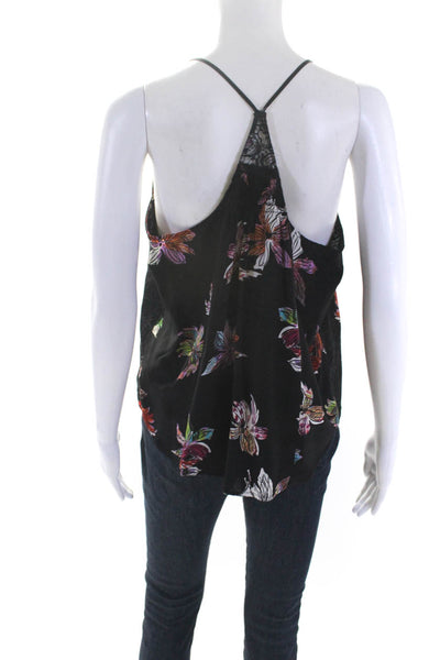 Maeve Anthropologie Womens Spaghetti Strap Floral Silk Floral Top Black Size 6