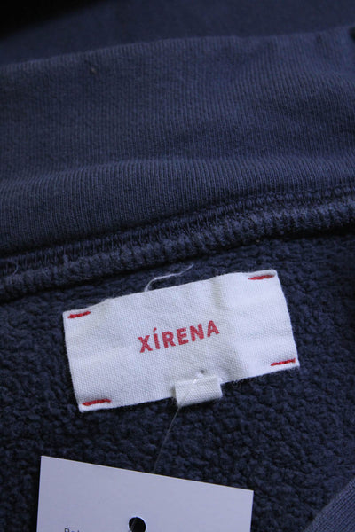 Xirena Womens Long Sleeve V Neck Boxy Sweatshirt Blue Cotton Size Small
