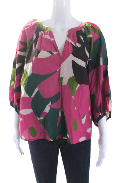 Velvet by Graham & Spencer Womens Oversized Floral Top Pink Multi Size Medium