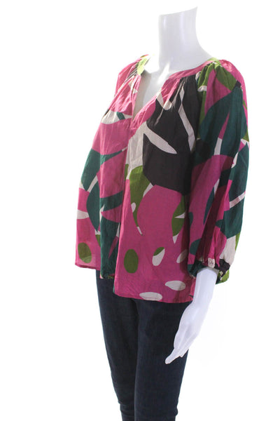 Velvet by Graham & Spencer Womens Oversized Floral Top Pink Multi Size Medium