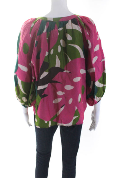 Velvet by Graham & Spencer Womens Oversized Floral Top Pink Multi Size Medium