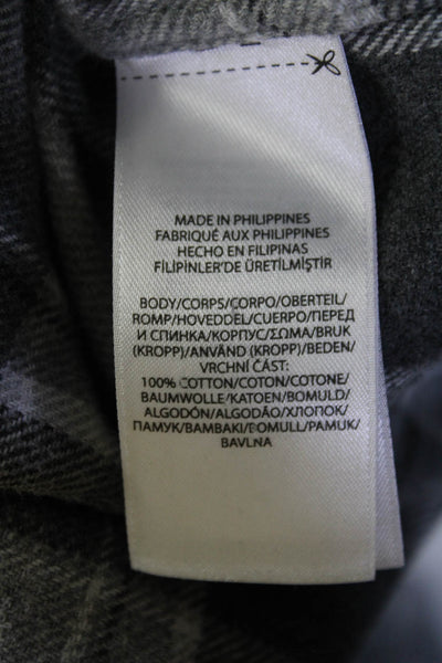 Polo Ralph Lauren Mens Button Front Collared Plaid Shirt Gray Cotton Size XL