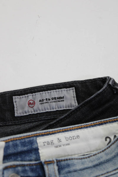 AG Adriano Goldschmied Rag & Bone Womens Black Straight Jeans Size 26 24 lot 2