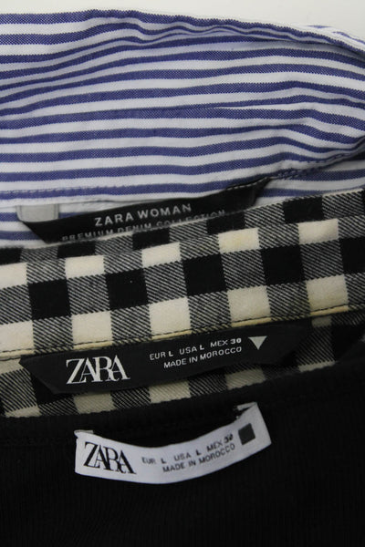 Zara Womens Striped Twisted Top Gingham Shift Dress Black Medium Large Lot 3