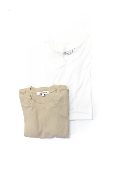 Zara Basic Collection Cotton Citizen Womens Shirts Tops White Tan Size S Lot 2