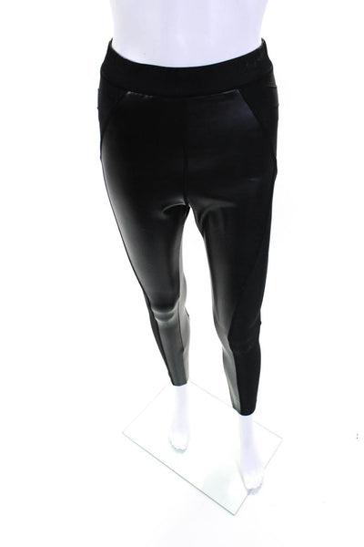 Sacai Womens Faux Leather Elastic Waist High-Rise Ankle Leggings Black Size 1
