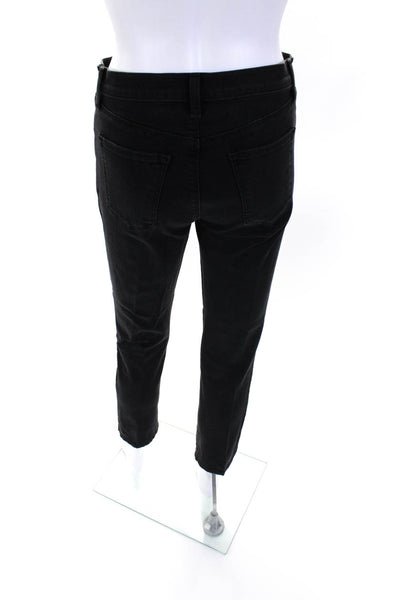 J Brand Womens Cotton Denim Leather Hem Mid-Rise Straight Jeans Black Size 26