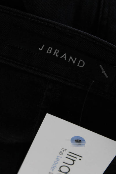 J Brand Womens Cotton Denim Leather Hem Mid-Rise Straight Jeans Black Size 26