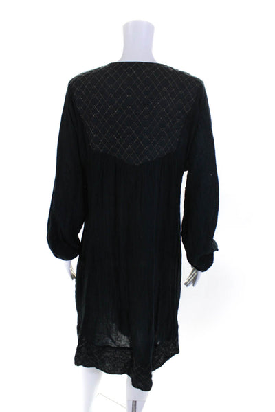 Mes DeMoiselles Paris Women's Tassel Long Sleeves Midi Dress Black Size 40