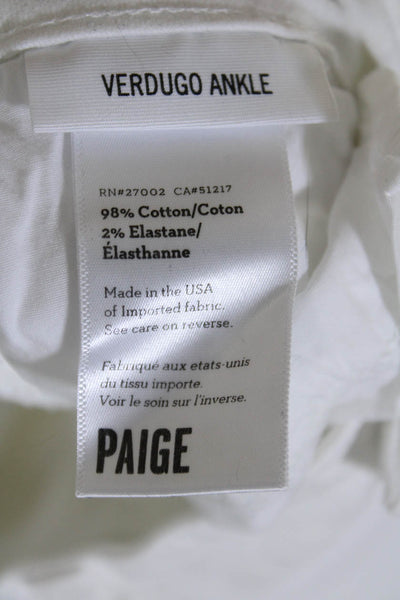 Paige Women's Five Pockets Distress Skinny Denim Pant White Size 30